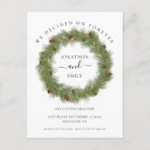 Carte Postale Faire-part Pine Cones Foliage Noël Mariage Enregistrer la dat (Devant)