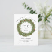 Carte Postale Faire-part Pine Cones Foliage Noël Mariage Enregistrer la dat (Debout devant)