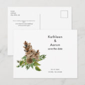 Carte Postale Faire-part Pine Cones Site Mariage Enregistrer la Date II (Devant / Derrière)