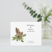 Carte Postale Faire-part Pine Cones Site Mariage Enregistrer la Date II (Debout devant)