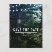 Carte Postale Faire-part Pine Tree & Lights Mariage d'hiver Enregistrer la  (Devant)