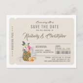 Carte Postale Faire-part Pineapple Boarding Pass Ticket Enregistrer la date (Devant)