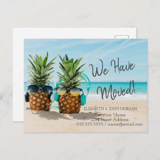 Carte Postale Faire-part Pineapples Beach Moving (Devant / Derrière)