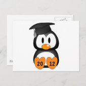 Carte Postale Faire-part Pingouin personnalisable d'obtention du diplôme (Devant / Derrière)