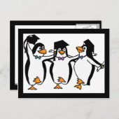 Carte Postale Faire-part Pingouins diplômés (Devant / Derrière)