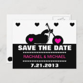 Carte Postale Faire-part Pink, Black & White Motorcycle Biker Enregistrer l (Devant / Derrière)