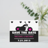 Carte Postale Faire-part Pink, Black & White Motorcycle Biker Enregistrer l (Debout devant)