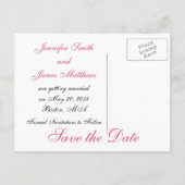 Carte Postale Faire-part Pink, Black, White Swirls Enregistrer la date Cart (Dos)