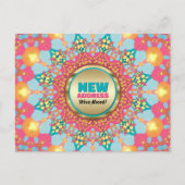 Carte Postale Faire-part Pink Blue Mandala We've Moved New Address (Devant)