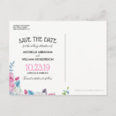 Carte Postale Faire-part Pink Blue Summer Floral Enregistrer la date (Dos)