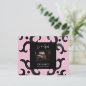 Carte Postale Faire-part Pink C'est une fille Ultrasound Photo Arrivée prév (Debout devant)