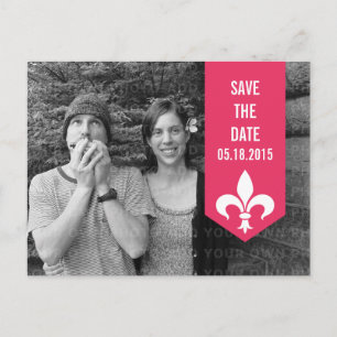 Carte Postale Faire-part Pink Chic Flourish Banner Enregistrer la date Cart