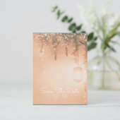 Carte Postale Faire-part Pink Dreamy Forêt rustique Enregistrer la date (Debout devant)