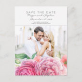 Carte Postale Faire-part Pink Floral Elegant Photo Enregistrer la date (Devant)