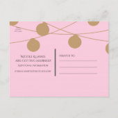 Carte Postale Faire-part Pink & Gold Moderne Éclairage À Chaînes Enregistre (Dos)