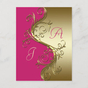 Carte Postale Faire-part Pink Gold Ornate Fils Enregistrer La Date