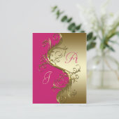 Carte Postale Faire-part Pink Gold Ornate Fils Enregistrer La Date (Debout devant)
