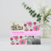 Carte Postale Faire-part Pink Posy - Baby Girl (Debout devant)
