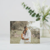 Carte Postale Faire-part Pink script printemps floral photo enregistrer dat (Debout devant)