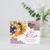 Carte Postale Faire-part Pink Sunflower Wedding Save The Date Postcard (Debout devant)