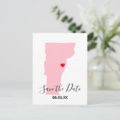 Carte Postale Faire-part Pink Vermont Red Heart Enregistrer la date (Debout devant)