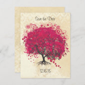 Carte Postale Faire-part Pink Yarrow Heart Leaf Tree Wedding Enregistrer La (Devant / Derrière)