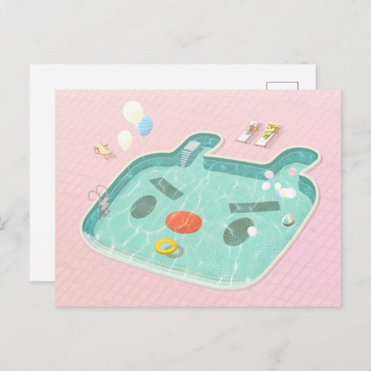 Carte Postale Faire-part Piscine (Devant / Derrière)
