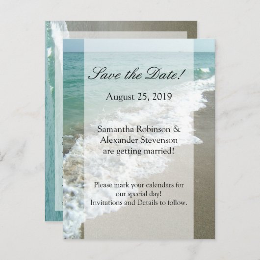 Carte Postale Faire-part Pittoresque Beach Destination Mariage Enregistrer (Devant / Derrière)