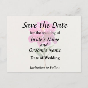 Carte Postale Faire-part Pivoine Rose Clair