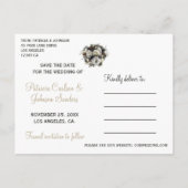 Carte Postale Faire-part Pivoines d'hiver élégantes or date de mariage à re (Dos)