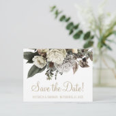 Carte Postale Faire-part Pivoines d'hiver élégantes or date de mariage à re (Debout devant)