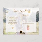 Carte Postale Faire-part PixDezines Aloha Ananas/Rose/Enregistrer la date (Dos)