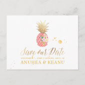 Carte Postale Faire-part PixDezines Aloha Ananas/Rose/Enregistrer la date (Devant)