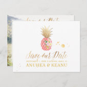 Carte Postale Faire-part PixDezines Aloha Ananas/Rose/Faire-part de Save th (Devant / Derrière)