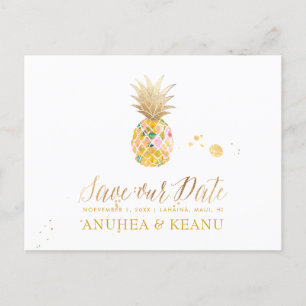 Carte Postale Faire-part PixDezines Aloha Pineapple/Hot Pink/Save Date