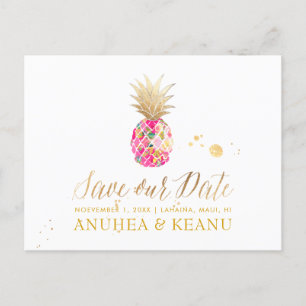 Carte Postale Faire-part PixDezines Aloha Pineapple/Hot Pink/Save Date