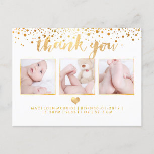Carte Postale Faire-part PixDezines Baby Shower Merci/Dazzled Faux Or