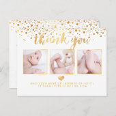 Carte Postale Faire-part PixDezines Baby shower Merci/Faux Gold (Devant / Derrière)