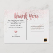 Carte Postale Faire-part PixDezines Baby Shower Merci/Faux Or Rose (Dos)