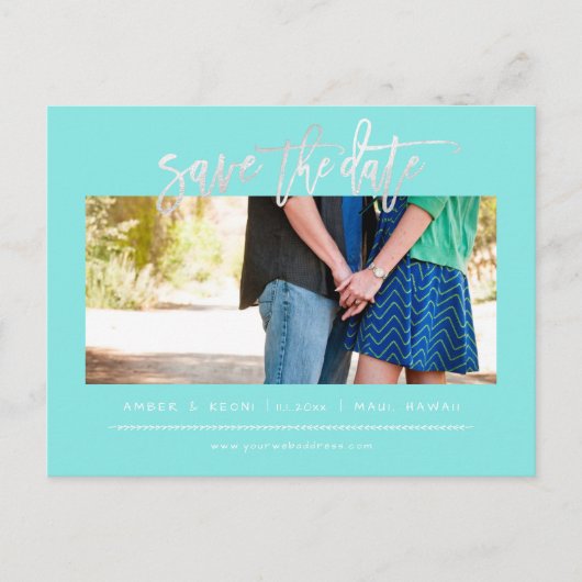 Carte Postale Faire-part PixDezines Blush Faux Platinum Moderne Brush Scrip (Devant)