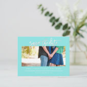 Carte Postale Faire-part PixDezines Blush Faux Platinum Moderne Brush Scrip (Debout devant)