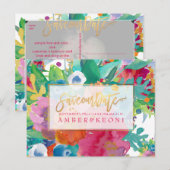 Carte Postale Faire-part PixDezines Boho Floral Aquarelle Date de sauvegard (Devant / Derrière)