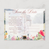 Carte Postale Faire-part PixDezines Boho Floral Enregistrer la date/FauxRos (Dos)