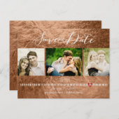 Carte Postale Faire-part PixDezines bronze/feuille faux pour photos save th (Devant / Derrière)