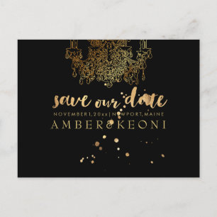 Carte Postale Faire-part PixDezines Chadelier d'or Faux/sauvez notre date