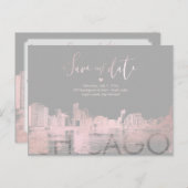 Carte Postale Faire-part PixDezines/Chicago Save the Date/Blush Rose (Devant / Derrière)