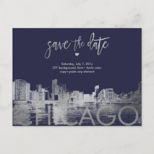 Carte Postale Faire-part PixDezines/Chicago Save the Date/Faux Silver