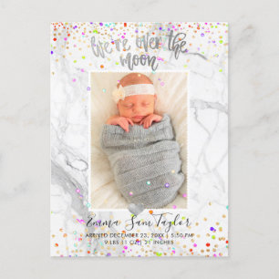Carte Postale Faire-part PixDezines Confettis Naissance/Étoiles Pleines Lun