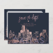 Carte Postale Faire-part PixDezines/Dallas Save the Date/Faux Rose Gold (Devant / Derrière)