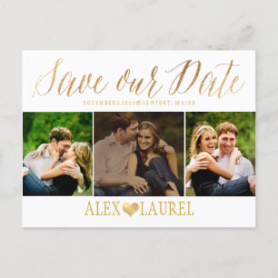 Carte Postale Faire-part PixDezines DIY couleur/Enregistrez notre Date/Écri